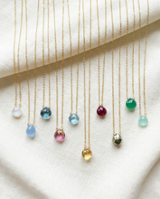Load image into Gallery viewer, N272 Single briolette on dainty chain - BESTSELLER: 16" / Mystic Pink Topaz / 14K Gold Fill