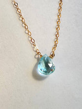 Load image into Gallery viewer, N272 Single briolette on dainty chain - BESTSELLER: 16" / Mystic Pink Topaz / 14K Gold Fill