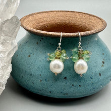 Load image into Gallery viewer, Pearl and Peridot Earrings
