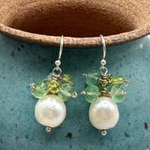 Load image into Gallery viewer, Pearl and Peridot Earrings
