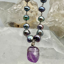 Load image into Gallery viewer, Peacock Pearl Amethyst Necklace
