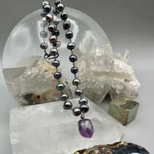Load image into Gallery viewer, Peacock Pearl Amethyst Necklace
