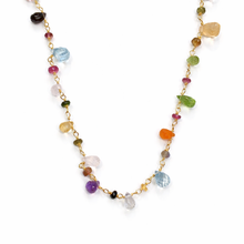 Load image into Gallery viewer, Semi-precious stone chain necklace - bestseller - N205: Multi-Colored / 24K gold vermeil
