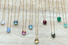 Load image into Gallery viewer, N272 Single briolette on dainty chain - BESTSELLER: 16" / Mystic Pink Topaz / 14K Gold Fill
